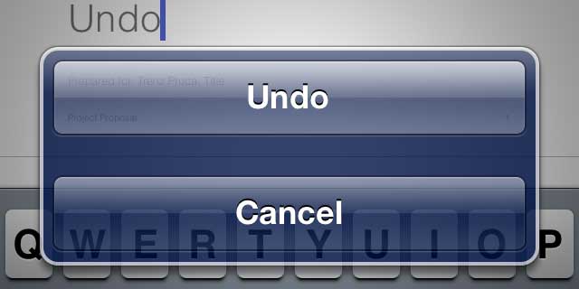 iPhone text undo feature screenshot