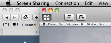 Screenshot of Mac OS X's built-in “Screen Sharing” application's toolbar, which is very similar to the one in Apple Remote Desktop.