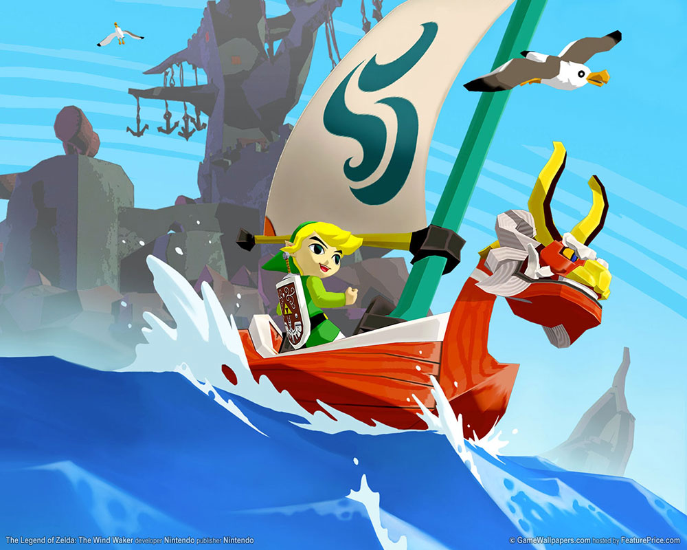 Screenshot of “The Legend of Zelda: The Wind Waker” running on a Nintendo GameCube console.