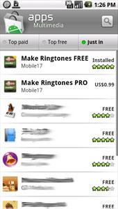 Mobile17 app on Android Market