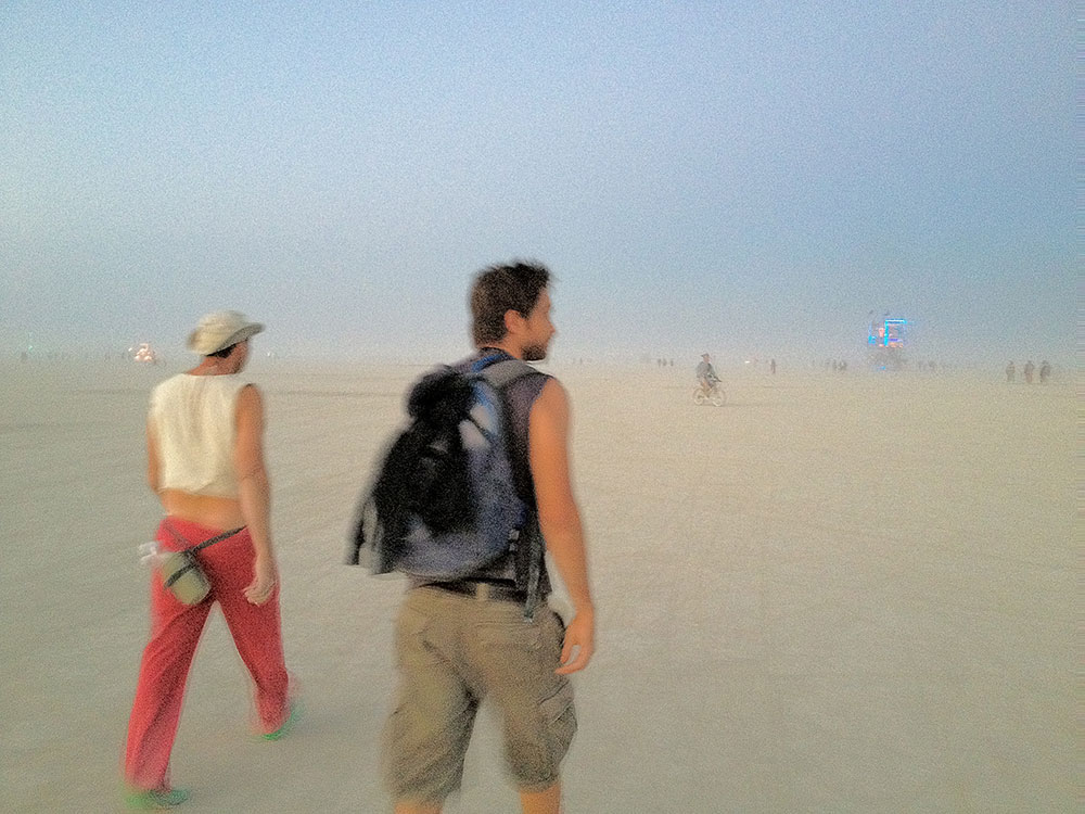 Walking towards the temple on the final, dusty, empty day of Burning Man in 2012.