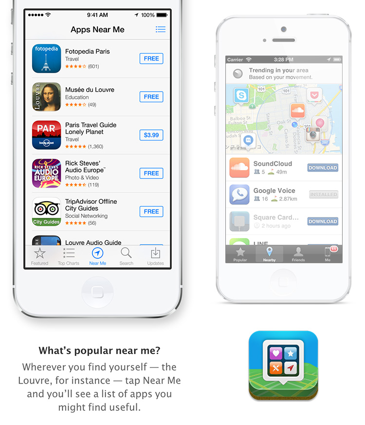 Apple's “Apps Near Me” compared with App Map