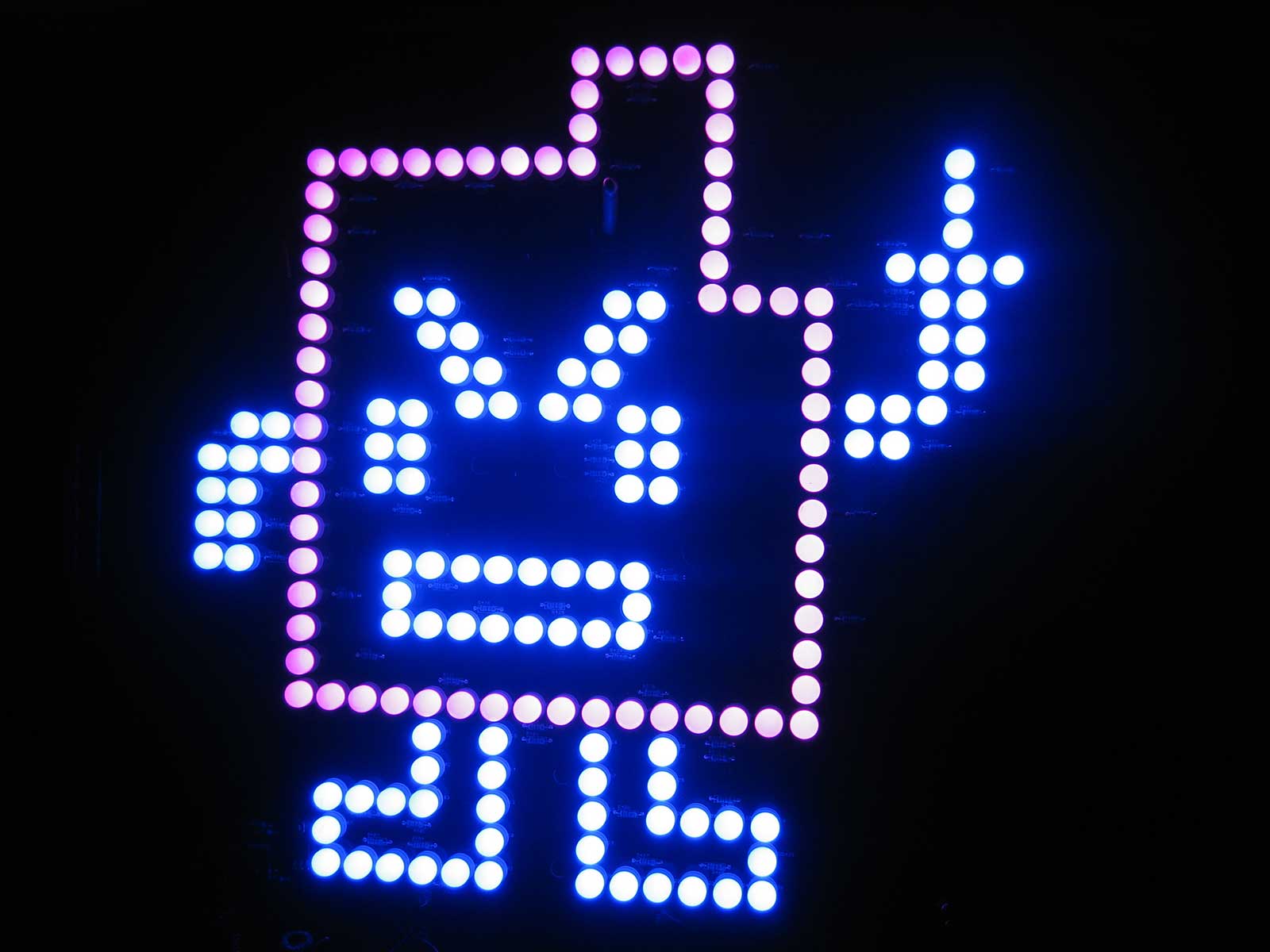 Blue and Pink “Err” Mooninite (Aqua Teen Hunger Force) LED sign