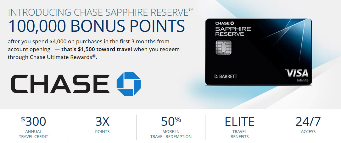 One of the past promotions for the Chase Sapphire Reserve Card.
