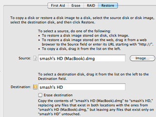 Restoring a disk image to a replacement hard disk drive With Disk Utility on a Mac.