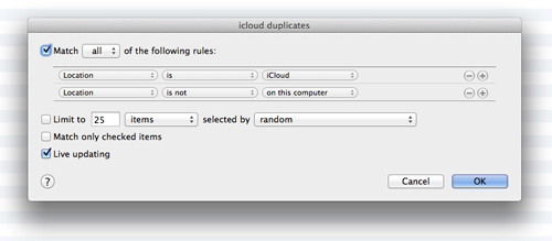 Screenshot of the “Smart Playlist” configuration settings.