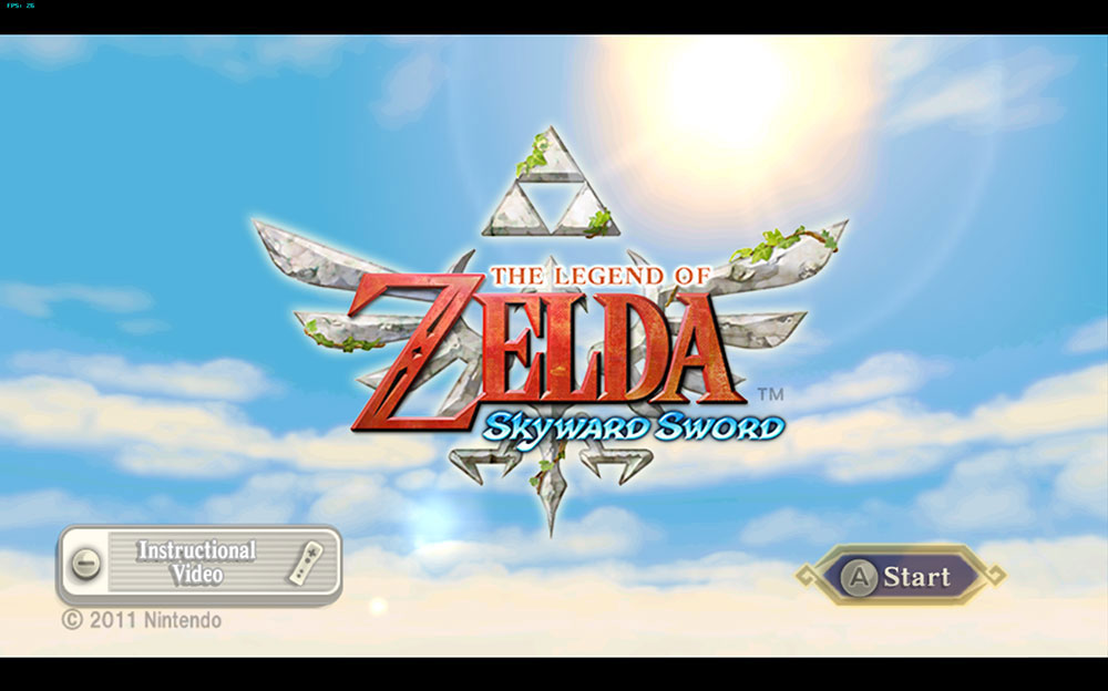 “The Legend of Zelda: Skyward Sword” start screen