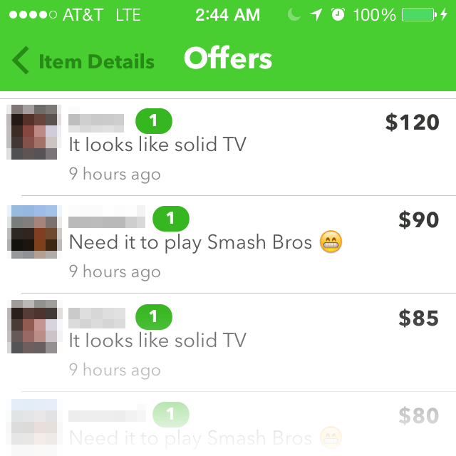 Two users bidding up an item on FOBO